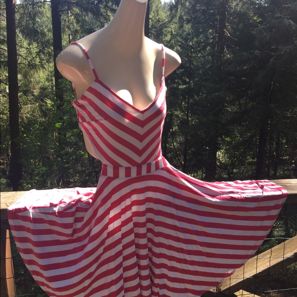 Bebe dusty rose and white striped halter sun dress - Picture 10 of 12